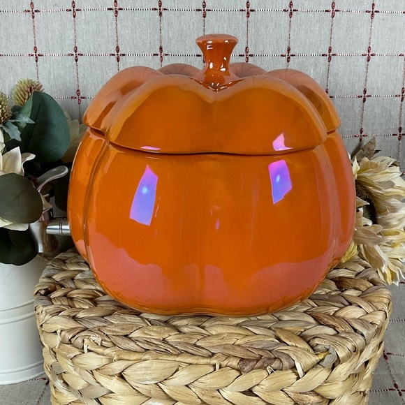 Rae Dunn Pumpkin Spice Drink Dispenser Iridescent Glossy Orange New Original Box - Picture 6 of 9